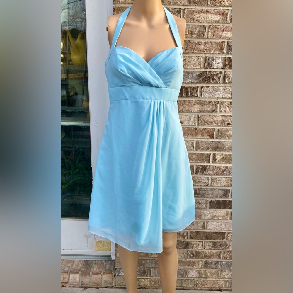 Alfred Angelo Light Blue Halter Formal Backless Dress
